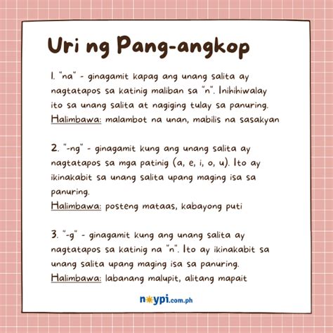 Halimbawang pangungusap na ginagamitan ng pang angkop.